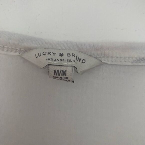 Lucky Brand Women’s Sheer Burnout Oversized T-Shirt White Gray Print Size M - Picture 5 of 5